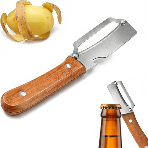 2026 Upgrade Vegetable Peeler - Stainless Steel Wide Blade & Wooden Handle | 2-in-1 Kitchen Tool