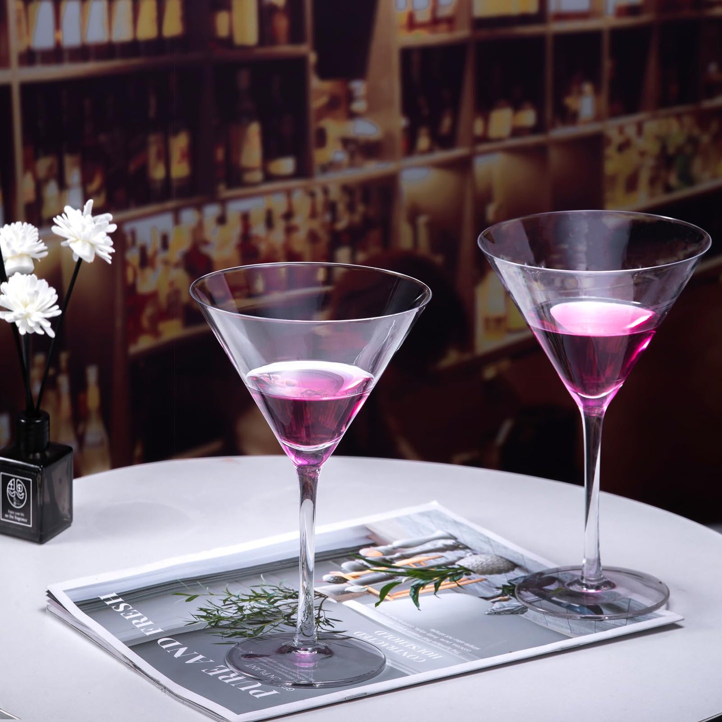 Handblown Crystal Martini Glasses Set of 4-9.5 oz Coupe Glass Set with Stem - Elegant Cocktail Glasses for Bar, Margarita, Cosmopolitan, Manhattan, Gimlet - Unique Gift for Mother’s Day
