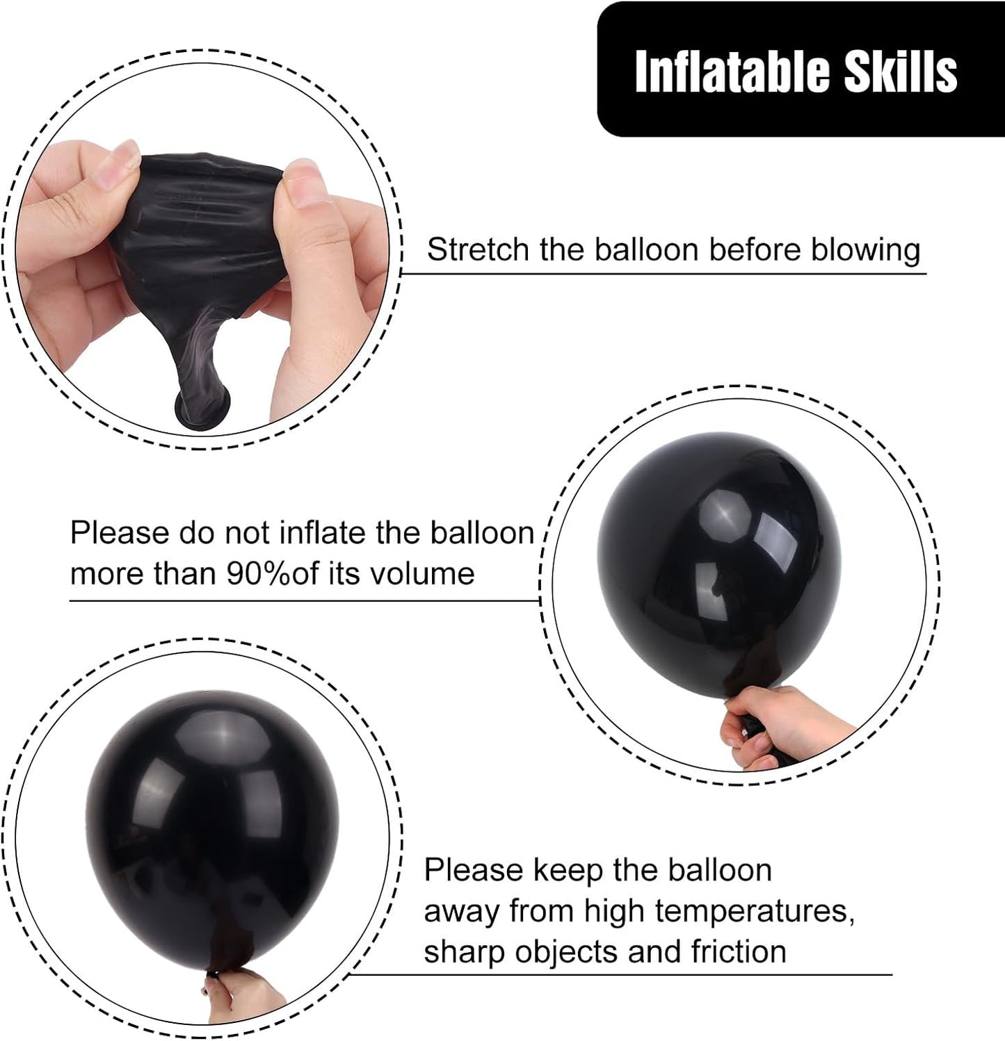 RUBFAC Black Latex Balloons Set - 154pcs in 5-18 Inches for Halloween Party & Wedding Decor