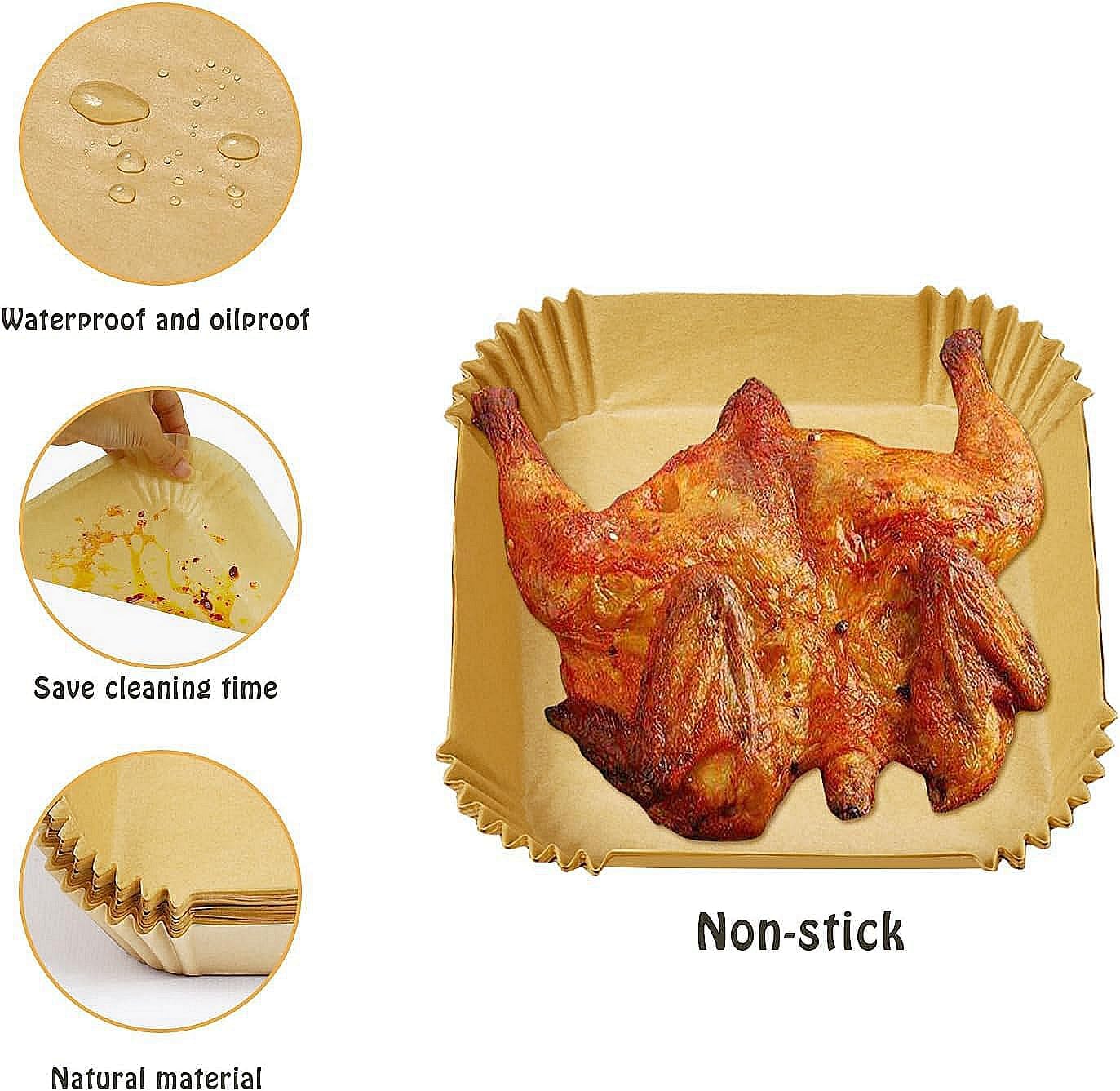 Skiennix Mini Air Fryer Liners - 100Pcs Disposable Parchment Paper for 2-5 Qt Air Fryers