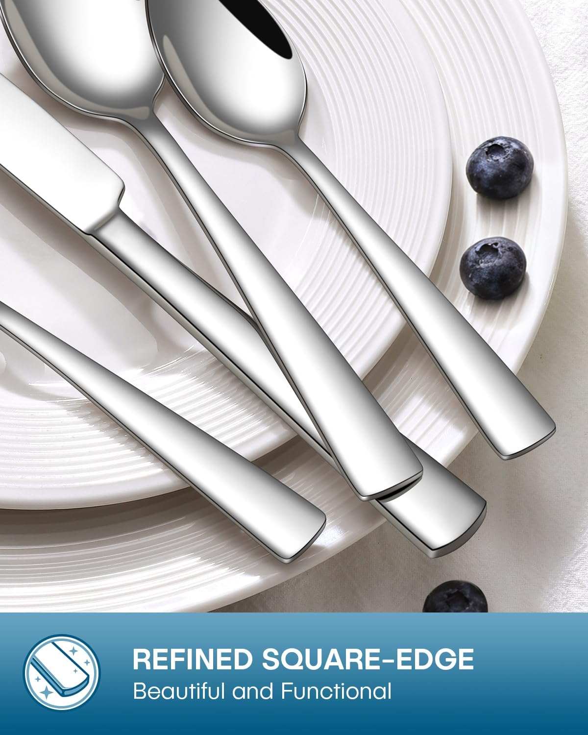 Stapava 60-Piece Silverware Set - Food-Grade Stainless Steel Flatware for 12 | Mirror Polished, Dishwasher Safe