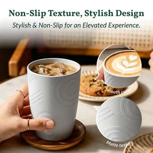 Homienly Glasses Drinking Set 12 OZ Wheat Straw cups- Reusable Drinking Vessel,Dishwasher Safe Cups for Kitchen-Grey Stone