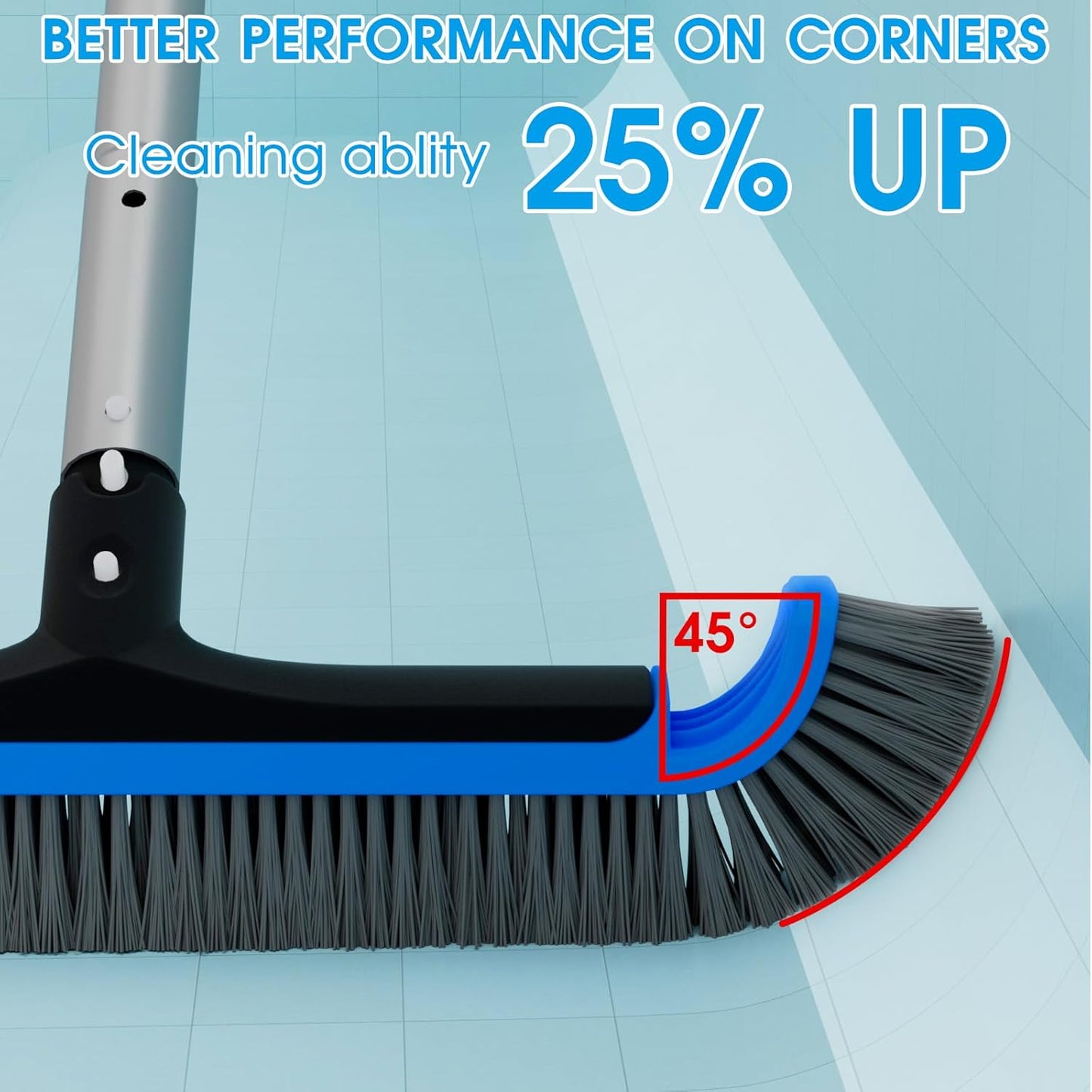 Skiennix 2-in-1 Multifunctional Pool Brush - 17.5'' Heavy Duty with 10 FT Aluminum Poles for Inground & Above Ground Pools