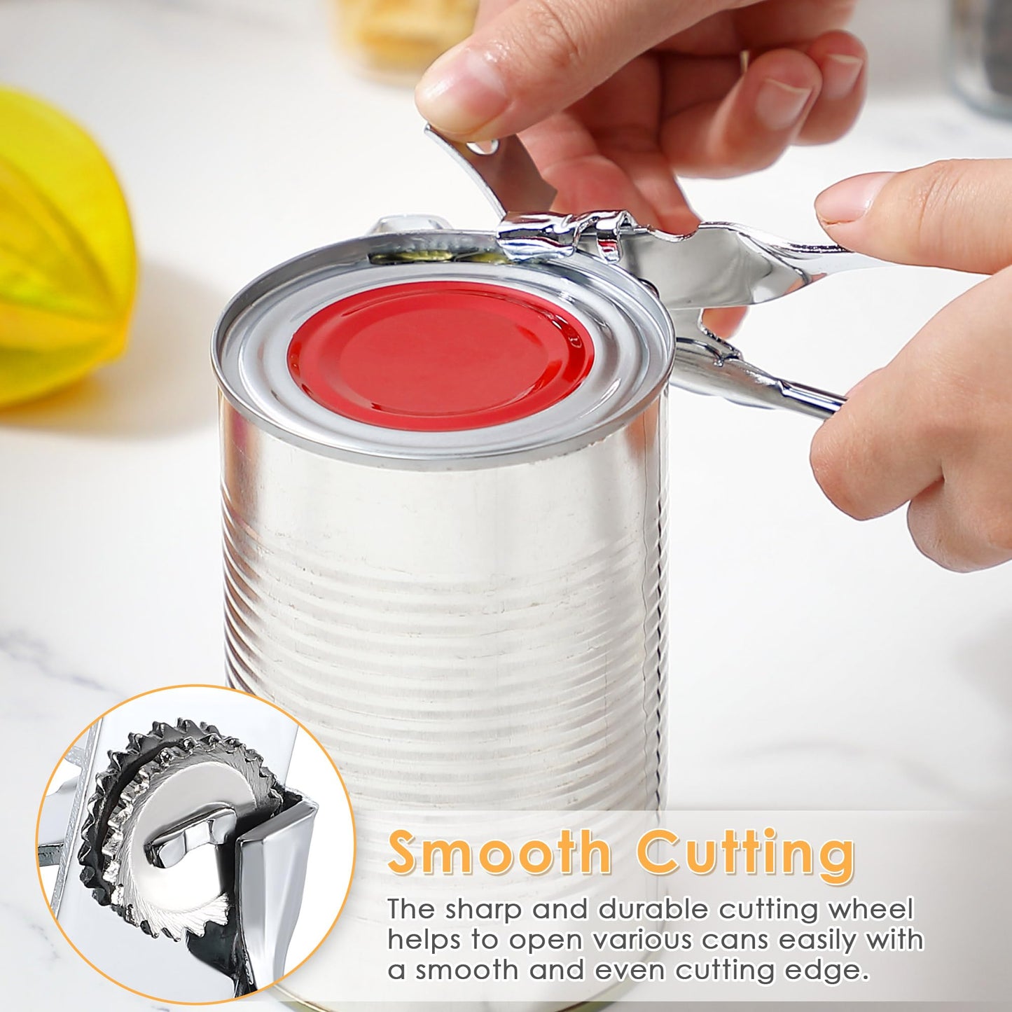 Dunkive 2 Pack Can Opener Manual, Safety Commercial Smooth Edge Can Opener, Heavy Duty Stainless Steel Hand Held Canned Open, Small Side Cut abrelatas, Multifunctional Bottle Open for Camping, Kitchen