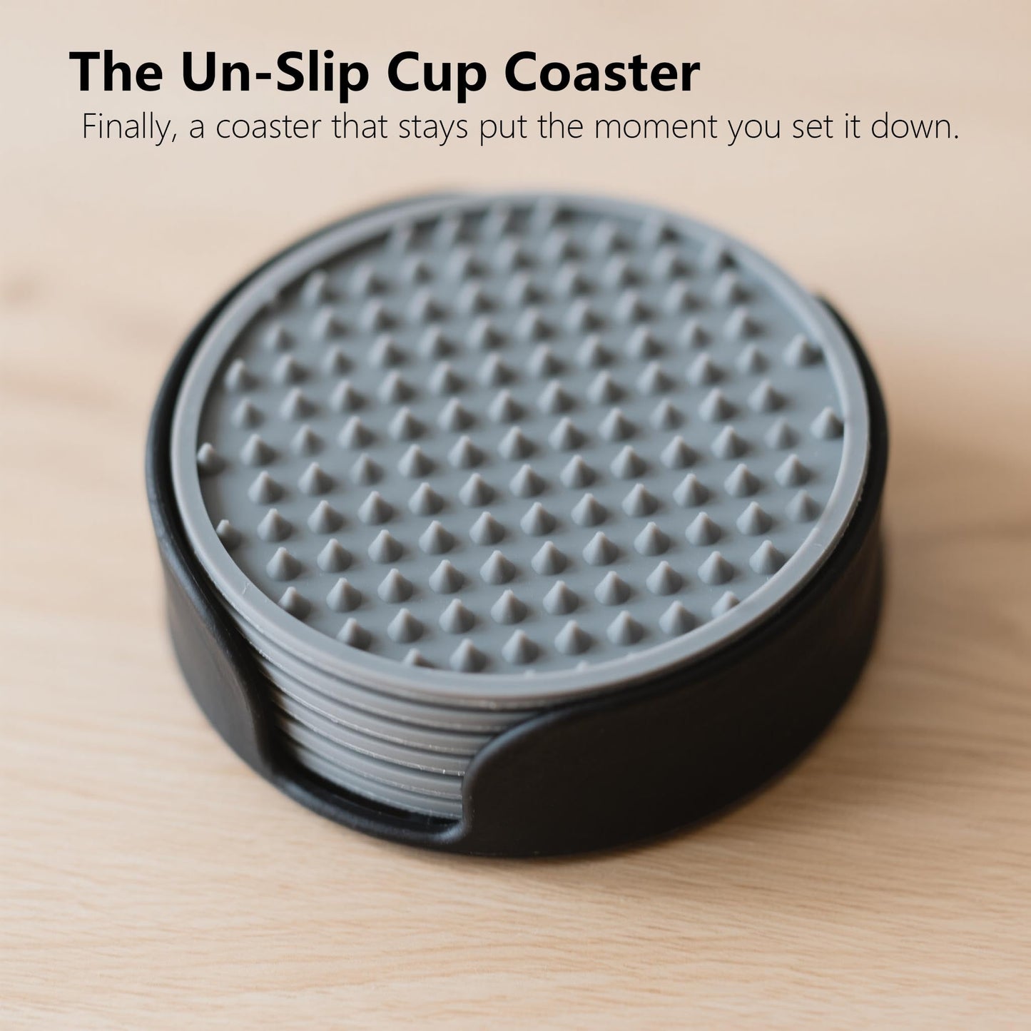 Ortarco 6 Pack Drink Coasters with Holder, Silicone Cup Mat for Hot or Cold Drinks, Non-Slip, Non-Stick