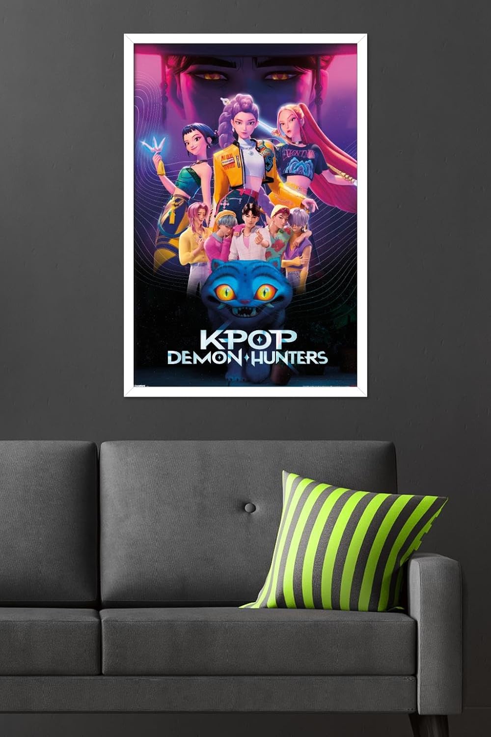 Netflix KPop Demon Hunters Wall Poster - Framed 34L x 22.4W for Stylish Home Decor