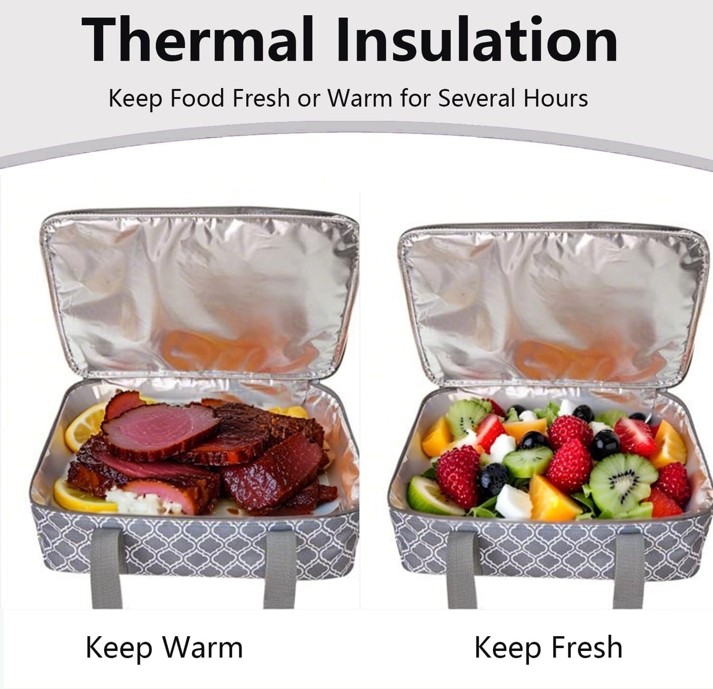 Skiennix Insulated Casserole Carrier Bag - Portable Food Transport Tote for 9x13" Dishes | Silver Gray