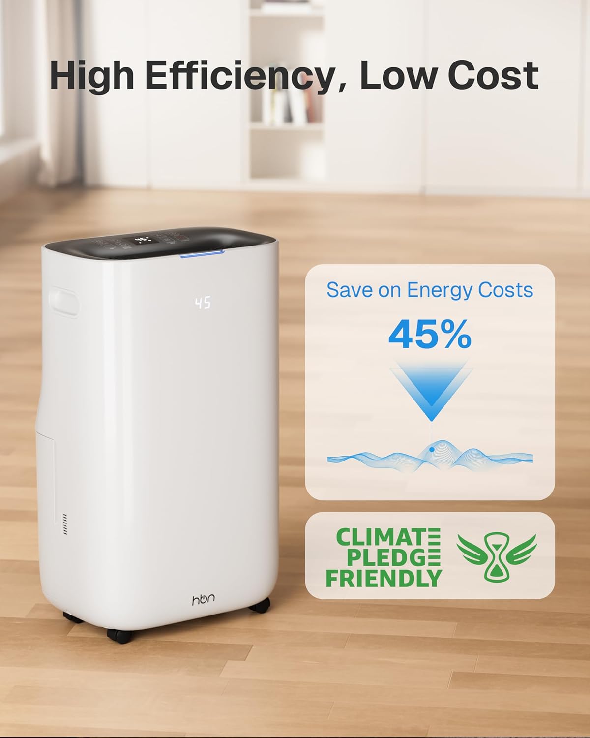 Skiennix 4500 Sq.Ft Dehumidifier - Smart Humidity Control | 80 Pint/Day, 1.71 Gallon Tank, 24h Timer
