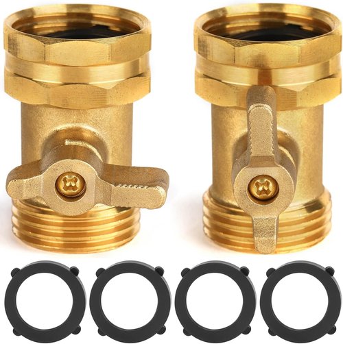Heavy Duty Brass Hose Shut Off Valve by [Brand Name] - Extended Handle - 3/4" Connector with 4 Washers