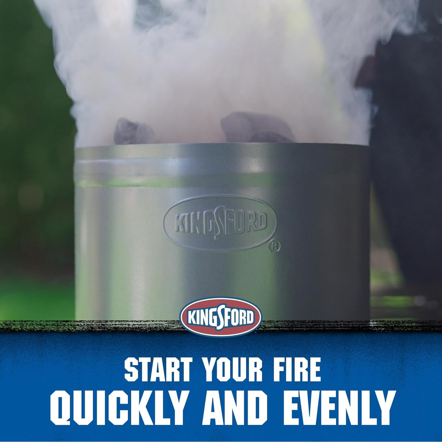 KINGSFORD Heavy Duty Charcoal Chimney Starter - Large Capacity Zinc Steel with Heat Shield & Stay-Cool Handle