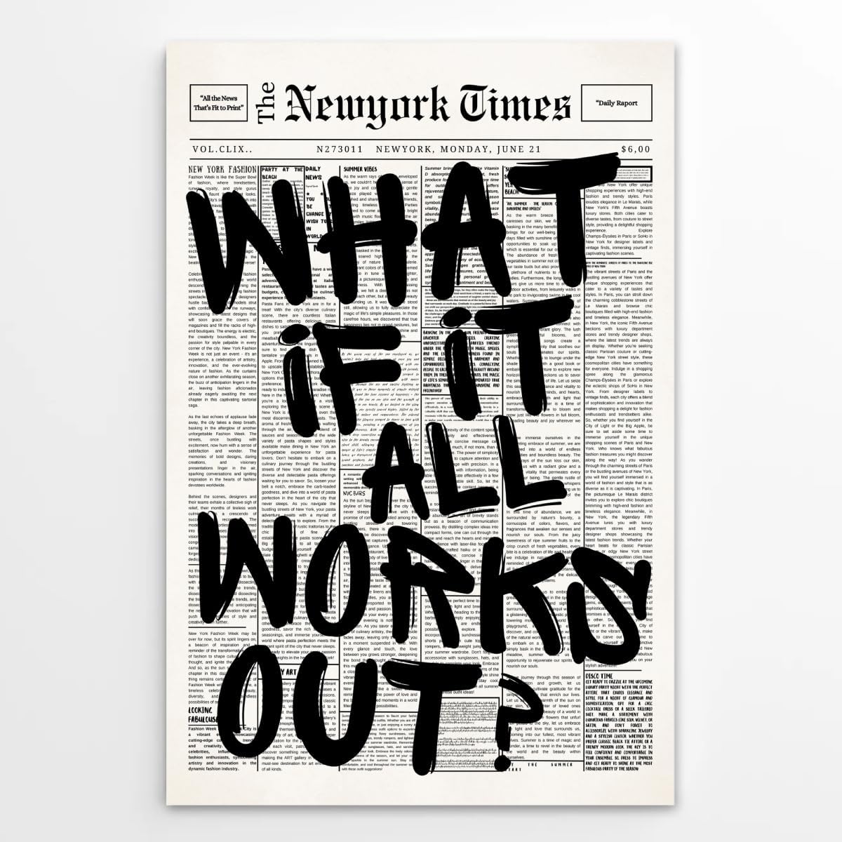 Trendy What If It All Works Out Poster - Black and White Motivational Wall Art | 16x24 Inch Unframed