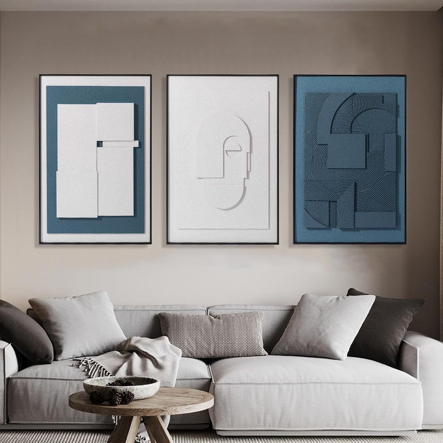 AMAATE 3D Sandstone Wall Art - Black Metal Framed Modern Abstract Relief Decor | 24x36 Inches, Ready to Hang