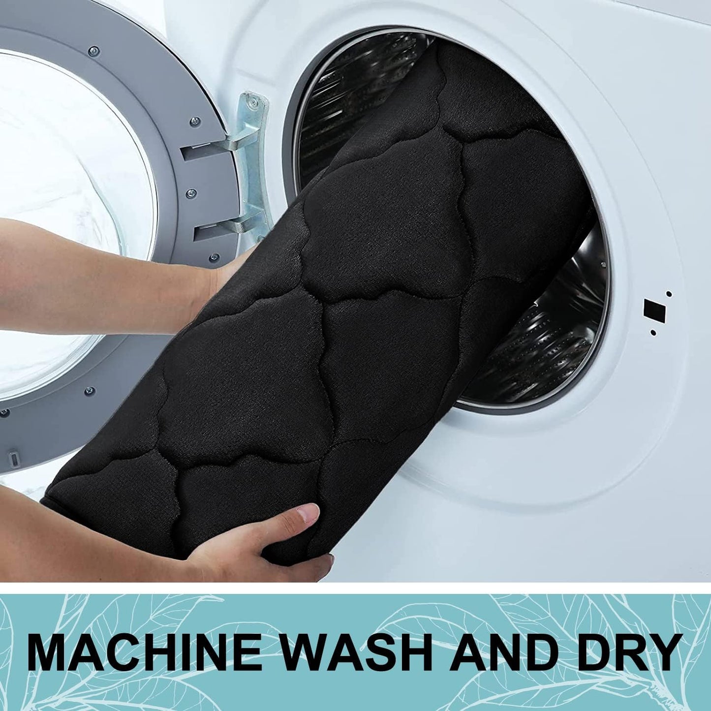 OLANLY Memory Foam Bath Mat Rug - Ultra Soft, Absorbent & Non-Slip | 24x16 Black Bathroom Carpet