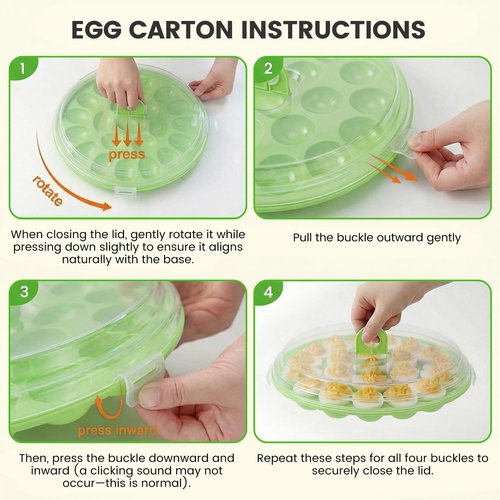 HANSGO Deviled Egg Containers with Lid, 3PCS Deviled Egg Platter Carrier Holder Trays with 66 Slots for Party and Home Kitchen, Green