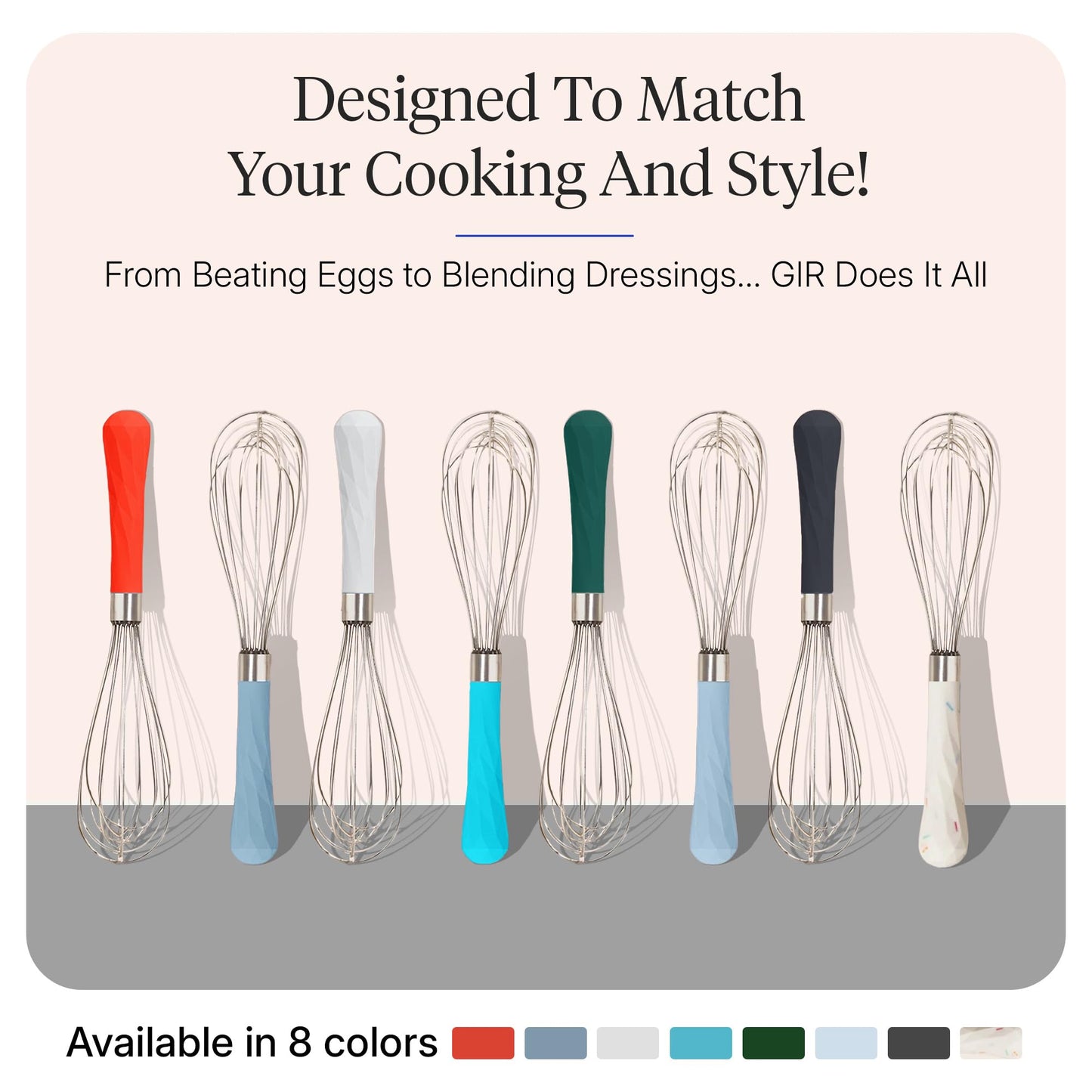 GIR: Get It Right Stainless Steel Whisk, 12 Wire Balloon Whisk for Mixing, Stirring, Beating & Blending – Durable Whisker Tool, 8 IN - Sprinkles