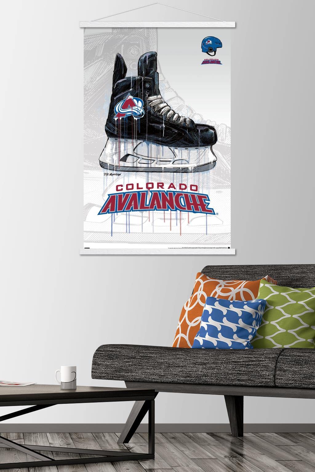 Trends International NHL Colorado Avalanche - Drip Skate 21 Wall Poster, 22.375" x 34", Premium Print and White Hanger Bundle