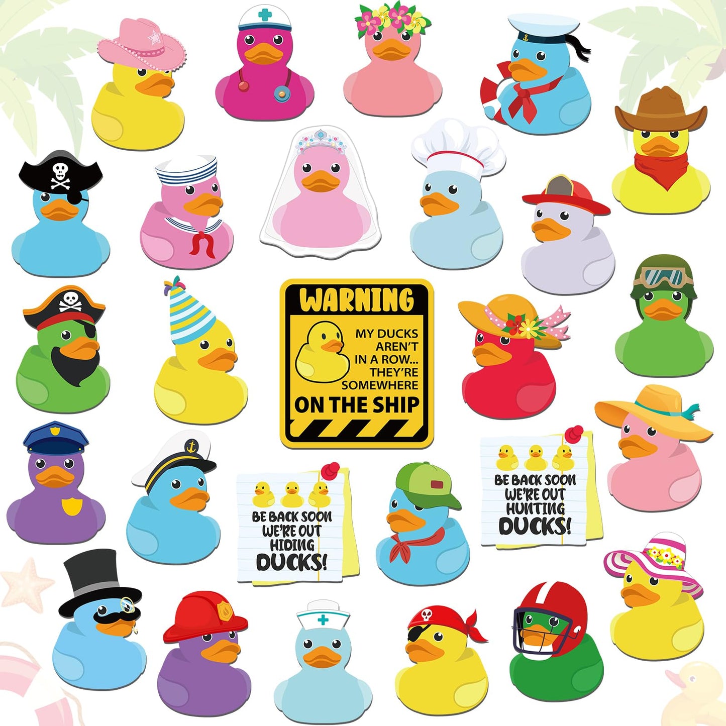 Watersay 27 Pcs Duck Cruise Door Magnet Decorations Ducky Magnetic Stickers Decals Reusable Funny Carnival Cruise Ship Cabin Magnet for Door Decor Car Fridge Refrigerator(Novel)