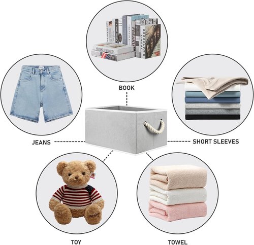 Closet Storage Bins by [Brand Name] - Collapsible Organizers for Linen Closet | Gray, 4-Pack