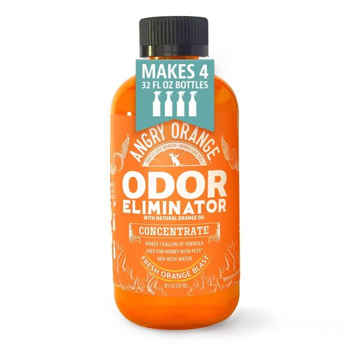 Angry Orange Pet Odor Eliminator 8 oz. bottle- Industrial Strength Pet Odor Remover - Makes (4) 32oz. Bottles - 1 Gallon - Neutralizes and Sanitizes Tough Pet Odors Fast
