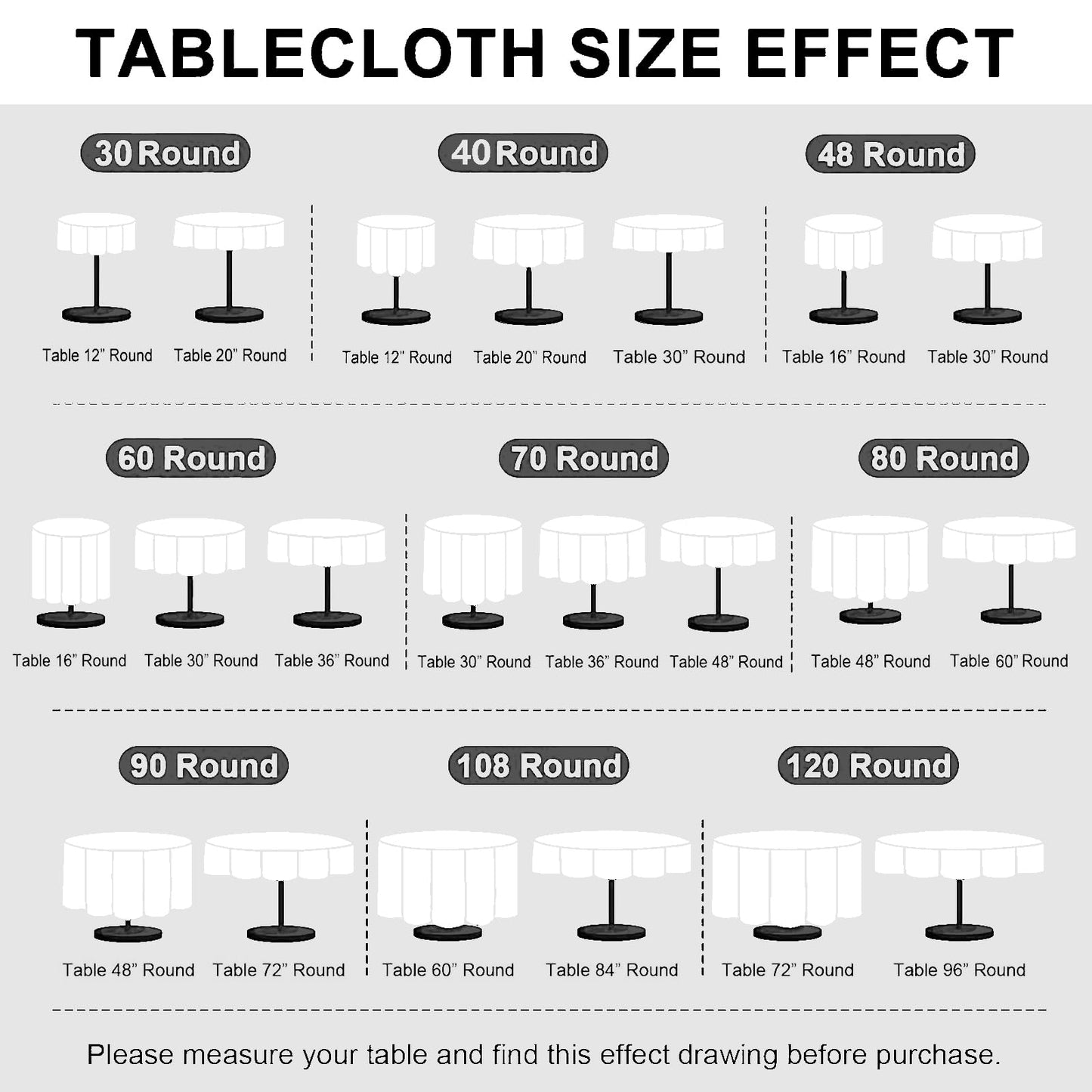 XWZO White Round Tablecloth 60 Inch Polyester Folding Table Cloth, Small Round Table Cover Waterproof Wipe Clean Spillproof for Kitchen Dining Wedding Outdoor Picnic Buffet Party