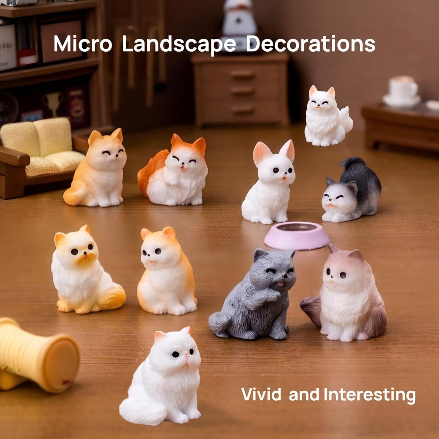 Skiennix Mini Cat & Dog Figurines Set - 24 Cute Realistic Resin Animal Models for Home Decor & Parties