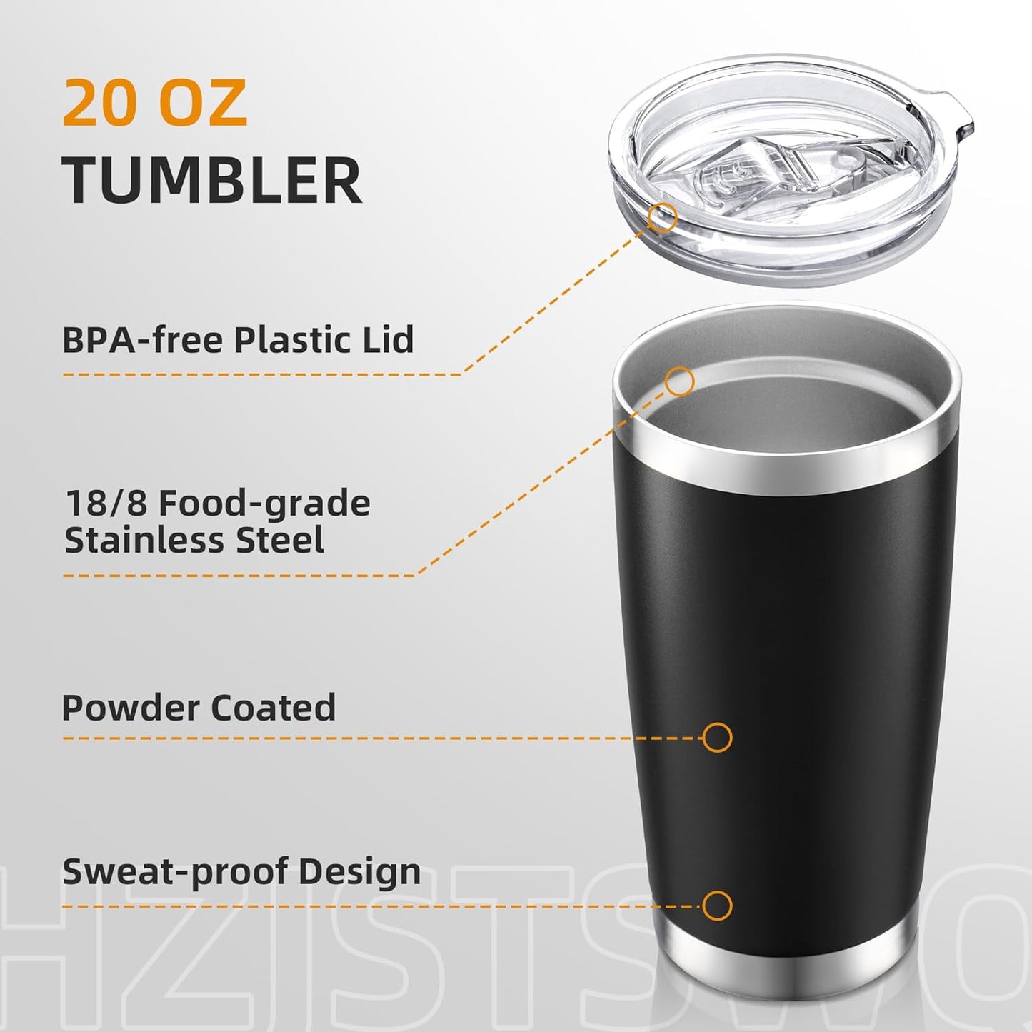 Skiennix 20 Oz Stainless Steel Insulated Tumbler - Double Wall Vacuum Coffee Mug in Black