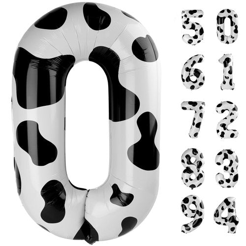 Cow Print Number 17 Balloon 40 inch, 17 Number Balloons, 17th Cow Farm Barnyard theme Birthday Decorations for Girls Boys Kids, 17 Year Old Party Supplies