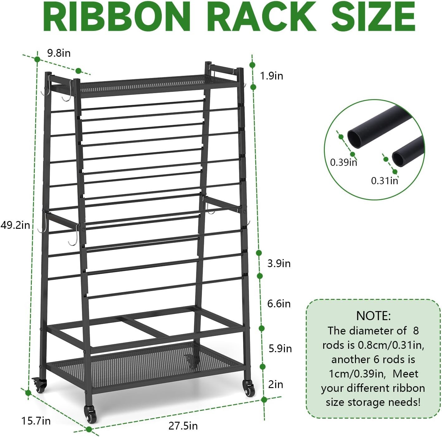 Skiennix Ribbon Holder - Double-Sided Organizer Rack with Large Capacity for Craft Room