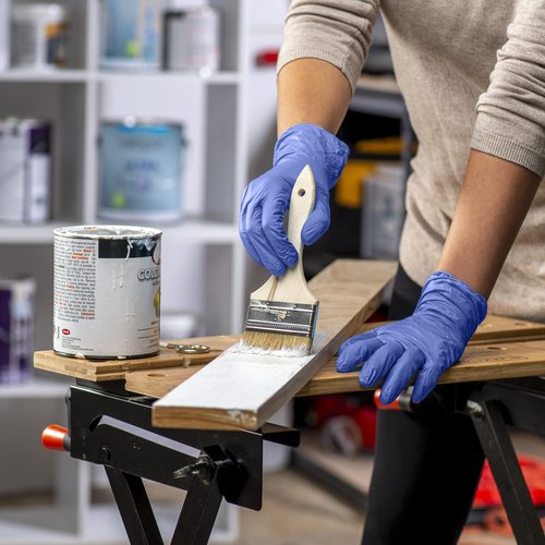 GUSTO Blue Nitrile Disposable Gloves [100 Count] 4 Mil Thick - Latex & Rubber Free - Non-Sterile, Powder-Free Gloves for Cleaning, Cooking, and Professional Use - Medium (Formerly Comfy Package)