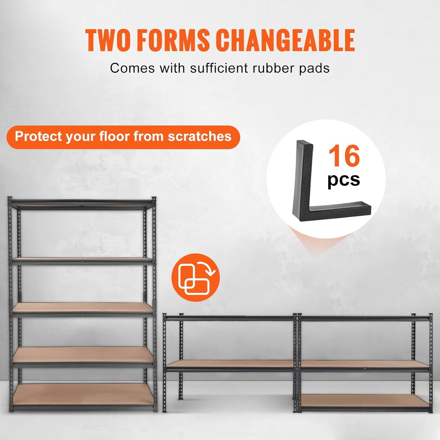 VEVOR 5-Tier Adjustable Storage Shelving Unit - Heavy Duty Metal Shelves for Garage, Kitchen & More | 48" L x 24" W x 72" H
