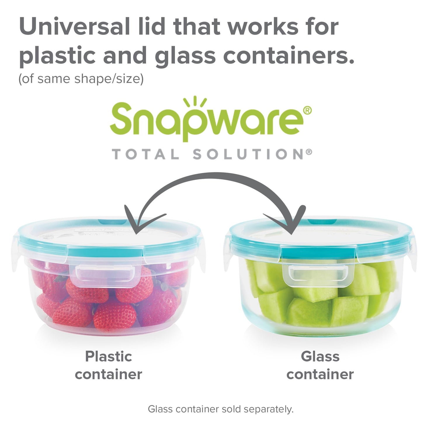 Snapware Plastic Total Solution 2-Pack (4-Cup) Food Storage Containers Set, Leakproof & Airtight Plastic Locking Lids Round Tupperware, Non-Toxic BPA-Free Lids, Microwave Dishwasher Freezer Safe