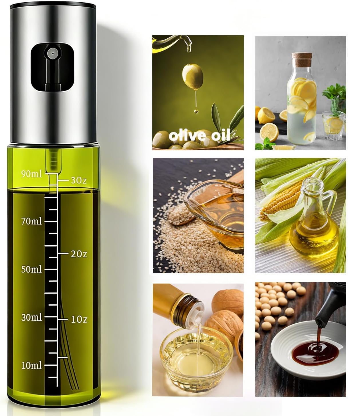 Skiennix Light Blockage Olive Oil Sprayer - 100ml Leakproof Food Grade Oil Dispenser for Cooking & BBQ