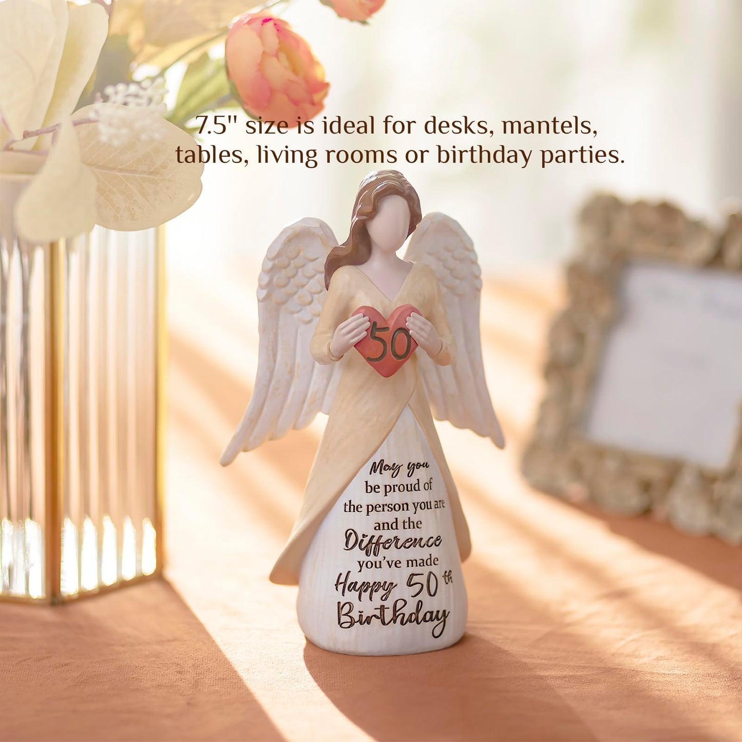 Storieme 50th Birthday Gifts for Her Women: Happy Birthday Gift for Friends Besites Sisters Daughter Mom 50 Year Old Woman Birthday Angel Figurine
