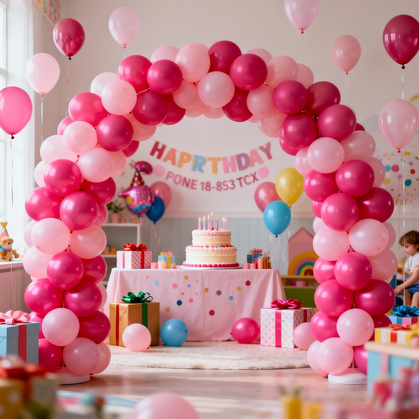 Pink Balloons Set, 66pcs 12 Inch Hot Pastel Pink Confetti Latex Balloon for Girls Women Birthday Baby Shower Wedding Princess Party Decorations