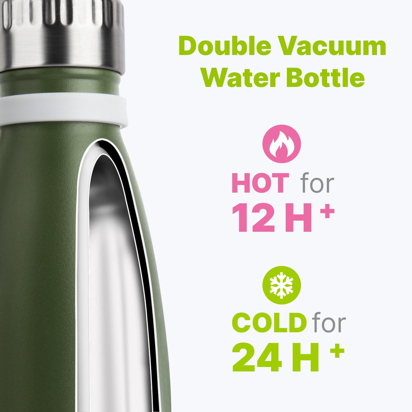 Mollcity Kids Water Bottle-9 oz Stainless Steel Vacuum Insulated Waters Bottle for Kids for School, Leak Proof Cola Shape Travel Small Water Bottle for Boys (Grass Green-Navy)