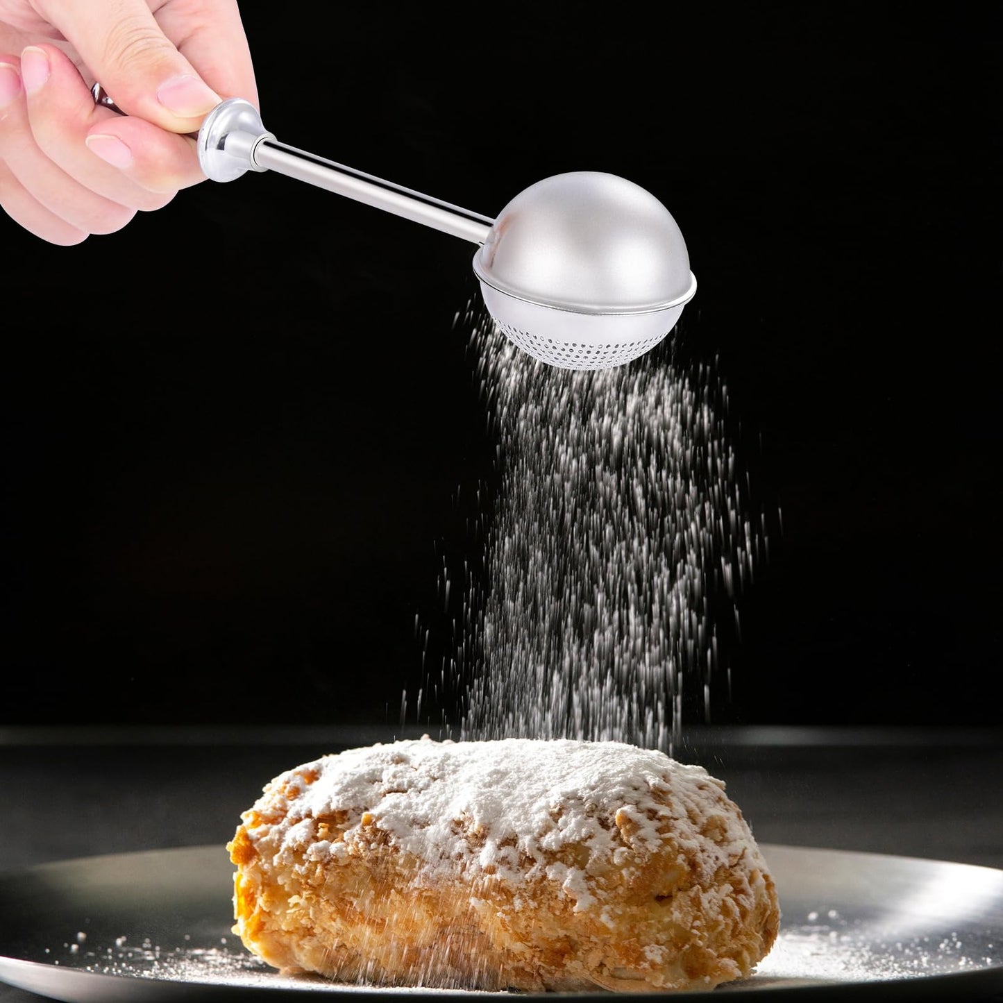 Sugar Shaker, Powdered Sugar Shaker Duster with 18/8 Stainless Steel Fine Mesh Dispenser Sugars and Spring Operated Handle for Sugar and Spices XVBITOR