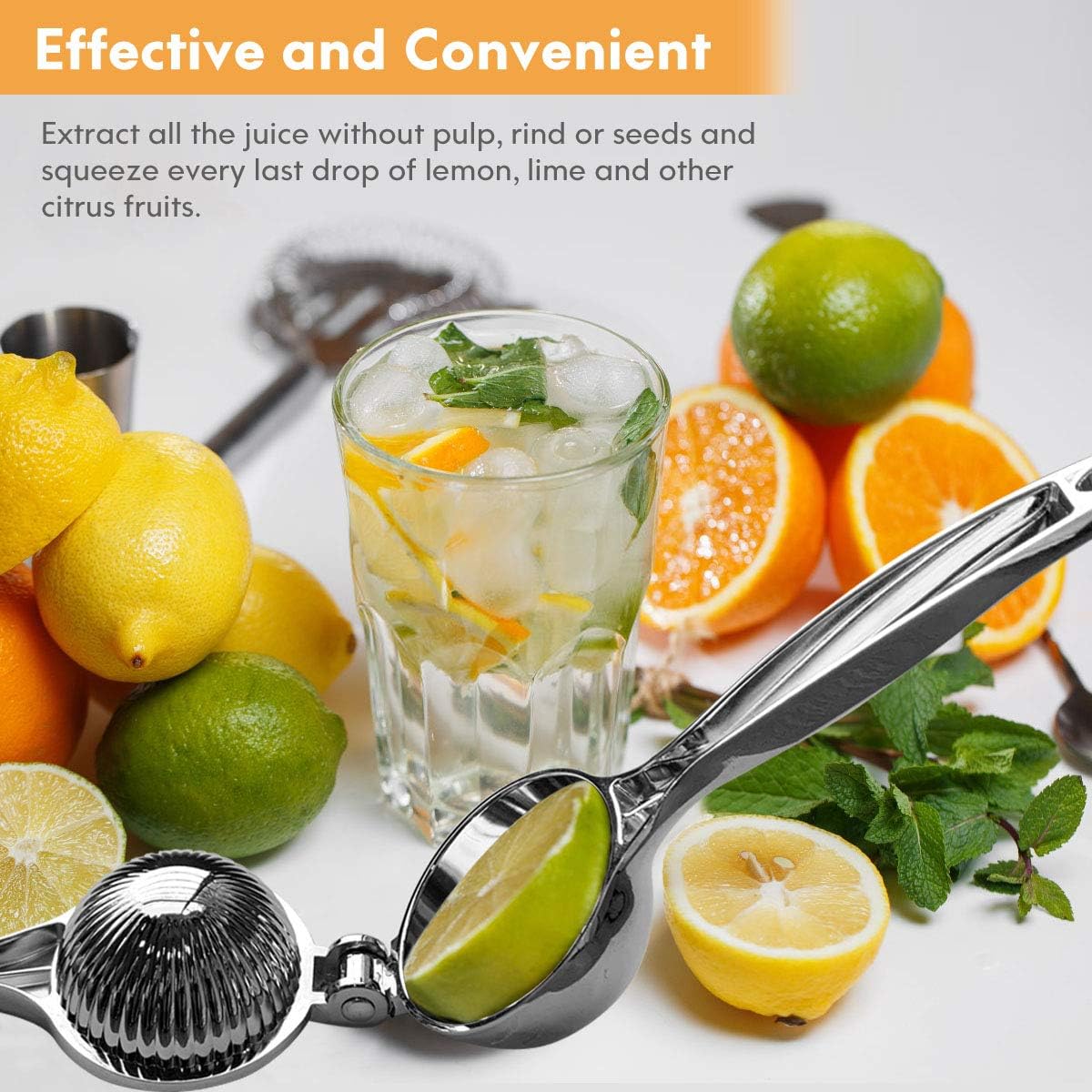 Skiennix Lemon Squeezer - Handheld Citrus Juicer with Stainless Steel Zester | Metal Lime Press