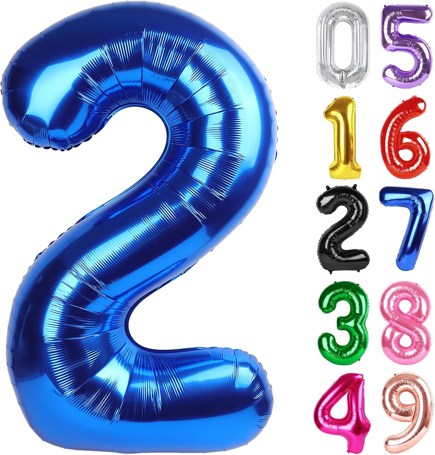 Metallic Blue Number 2 Balloon - 40 Inch 2nd Birthday Decoration for Toddlers | Sparkling Party Decor