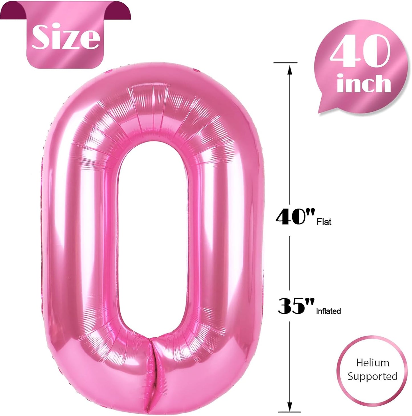 Pink Number Balloon by [Brand Name] - 40 Inch 0 Number Balloons for Birthday Party Decorations