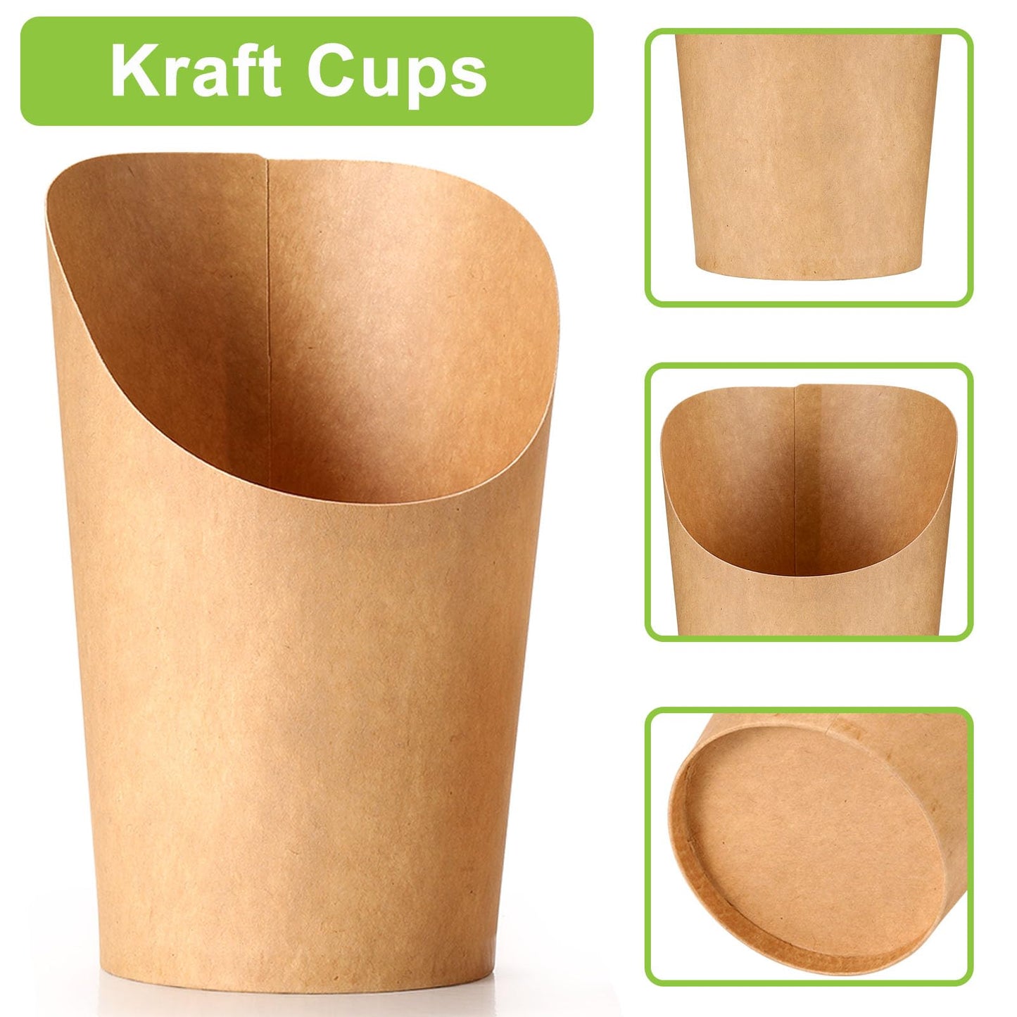 100 Pcs Charcuterie Cups with Sticks 12oz, Individual Disposable Handheld Holder with 100 Bags+100 Lables+200 Cocktail Skewers Tooth Picks, Paper Appetizer Board Snack Boxes for French Fry, Brown