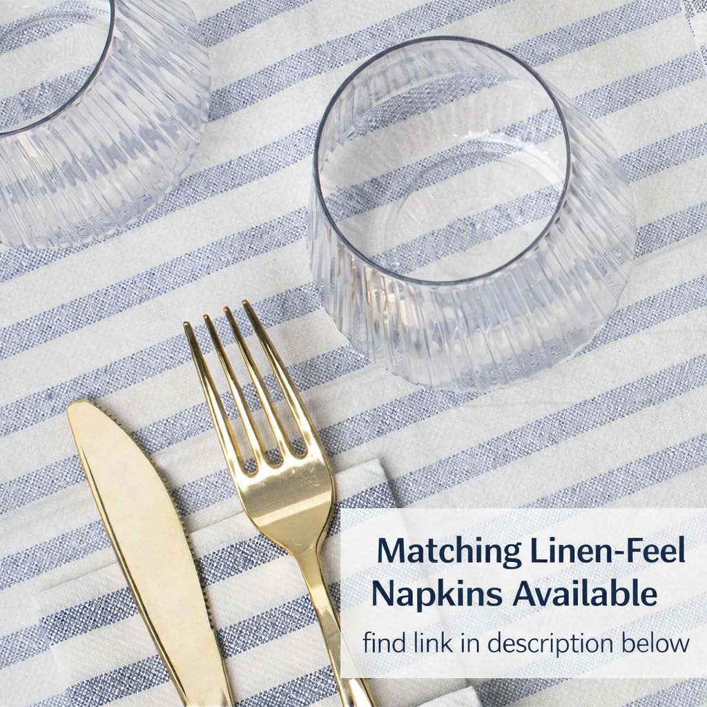 Lillian Made in Italy Cloth-Like Disposable Tablecloth for Rectangle Tables, 6 Pack – Premium Airlaid Linen-Feel Table Cover, Luxury Tablecloth for Parties, Events & Weddings, Elegant Striped Design