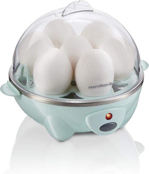 Hamilton Beach 3-in-1 Electric Egg Cooker - Hard Boiled, Poached, Omelet & Vegetable Steamer, Mint, Holds 7