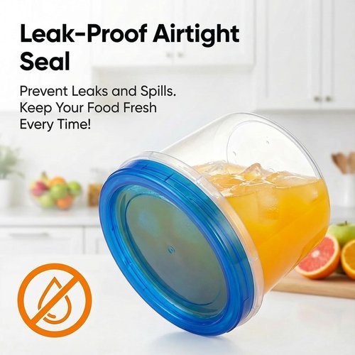 Freezer Storage Containers, 10 Pack 16 oz Stackable Food Containers with Twist Top Lids, Freezer Safe Containers for Lunch/Salad/Oats/Soup, Reusable| Ultra Thick| Microwave/Dishwasher Safe