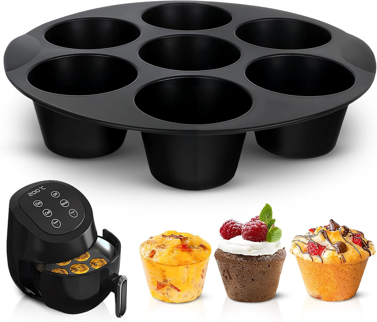 Air Fryer Muffin Pan by [Brand Name] - 7-Cup Silicone Mold for Egg Bites | Heat Resistant & Nonstick
