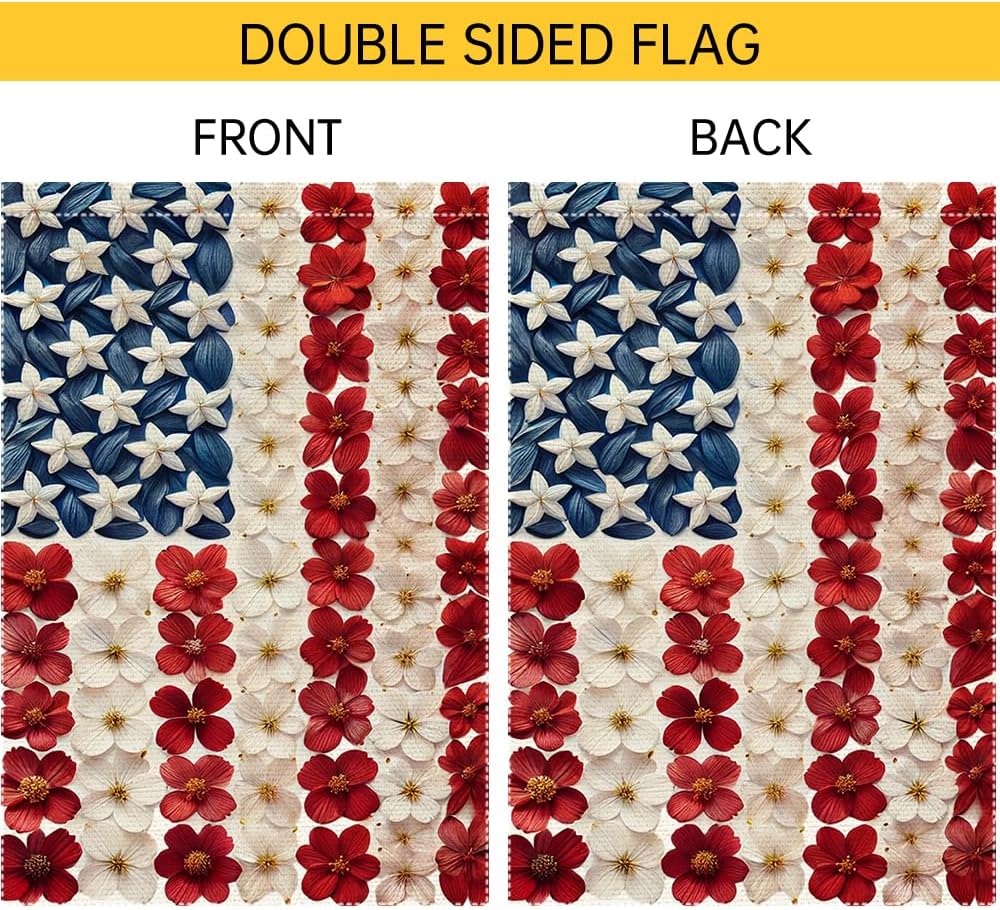 Patriotic Garden Flag by Memorial Day - Double-Sided Burlap Decoration for 4th of July | 12x18 Inch