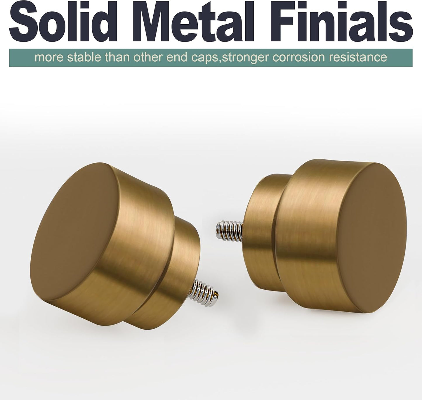 Lootkell Adjustable Curtain Rods - Warm Gold Heavy Duty 1" Diameter for Windows 72 to 144 Inches | Solid Metal Finials