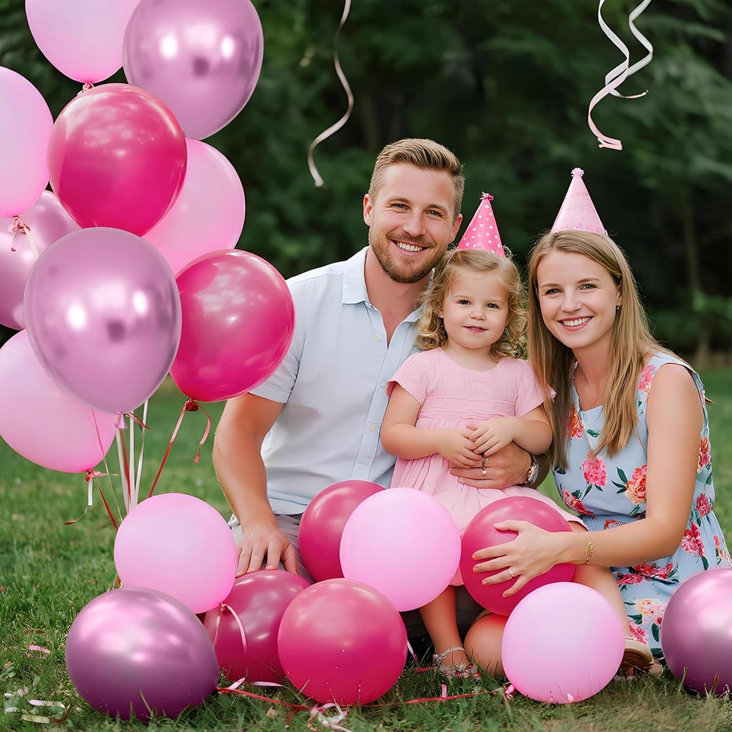 Skiennix 100 Pcs Pink Balloons - 12 Inch Hot Pink & Light Pink Metallic for Birthday & Baby Shower Decor