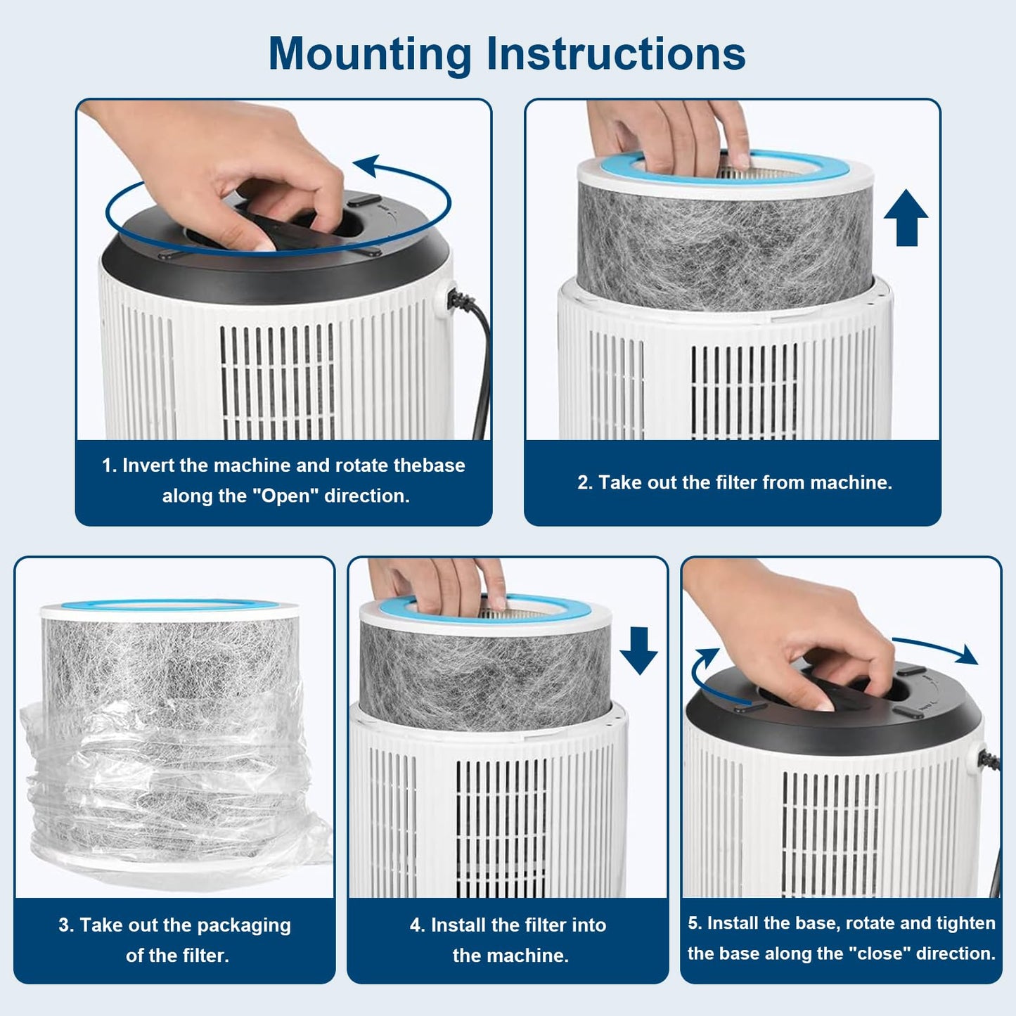 NXBHG HP102PET Clean Sense Replacement Filter Compatible with Shark Air Purifier HP100, HP102 and 3-in-1 Models HC450, HC451, HC452, HC455, Compares to Part # HE1FKBAS and HE1FKPET.