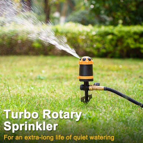 FANHAO Gear Drive Lawn Sprinkler - Heavy Duty 6-Pattern Irrigation System for Large Yards & Gardens