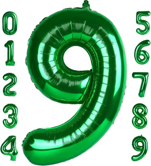 Dark Green Number 9 Balloon by [Brand Name] - 40 Inch Party Decoration for Birthdays, Weddings & Graduations